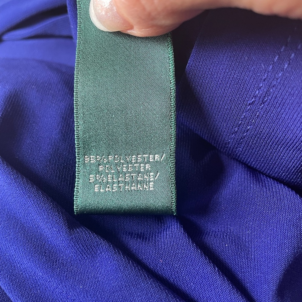 Ralph Lauren Blue Purple Twist Front Cap Sleeve Knee Length Dress - Picture 6 of 11